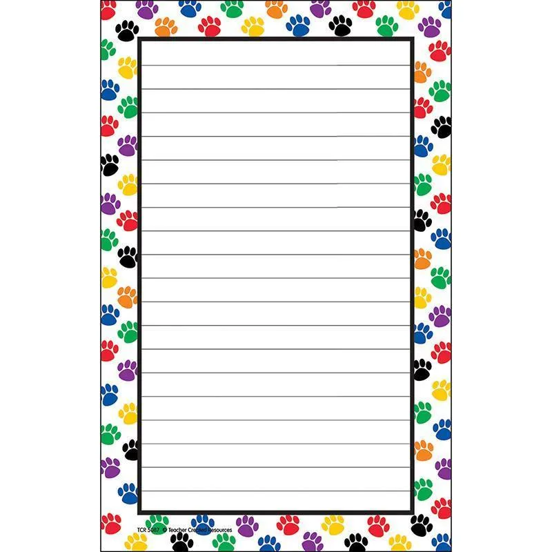 (12 Ea) Colorful Paw Prints Notepad