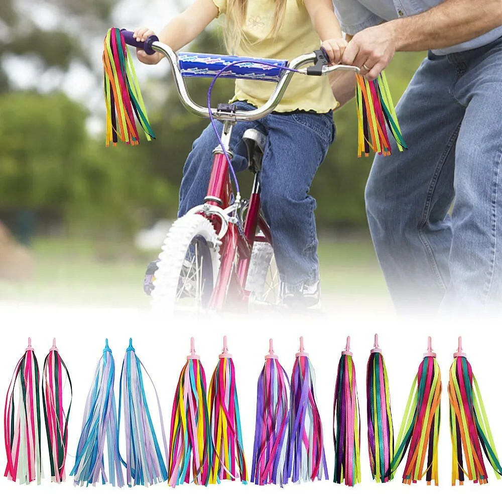 2 PCS Kid's Rainbow Bike Streamers For Girls Boys Children's Tassel Scooters Ribbons Bike Handlebar Streamers Ribbons