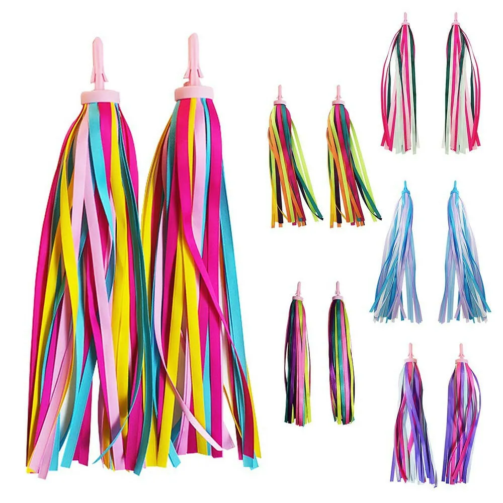 2 PCS Kid's Rainbow Bike Streamers For Girls Boys Children's Tassel Scooters Ribbons Bike Handlebar Streamers Ribbons