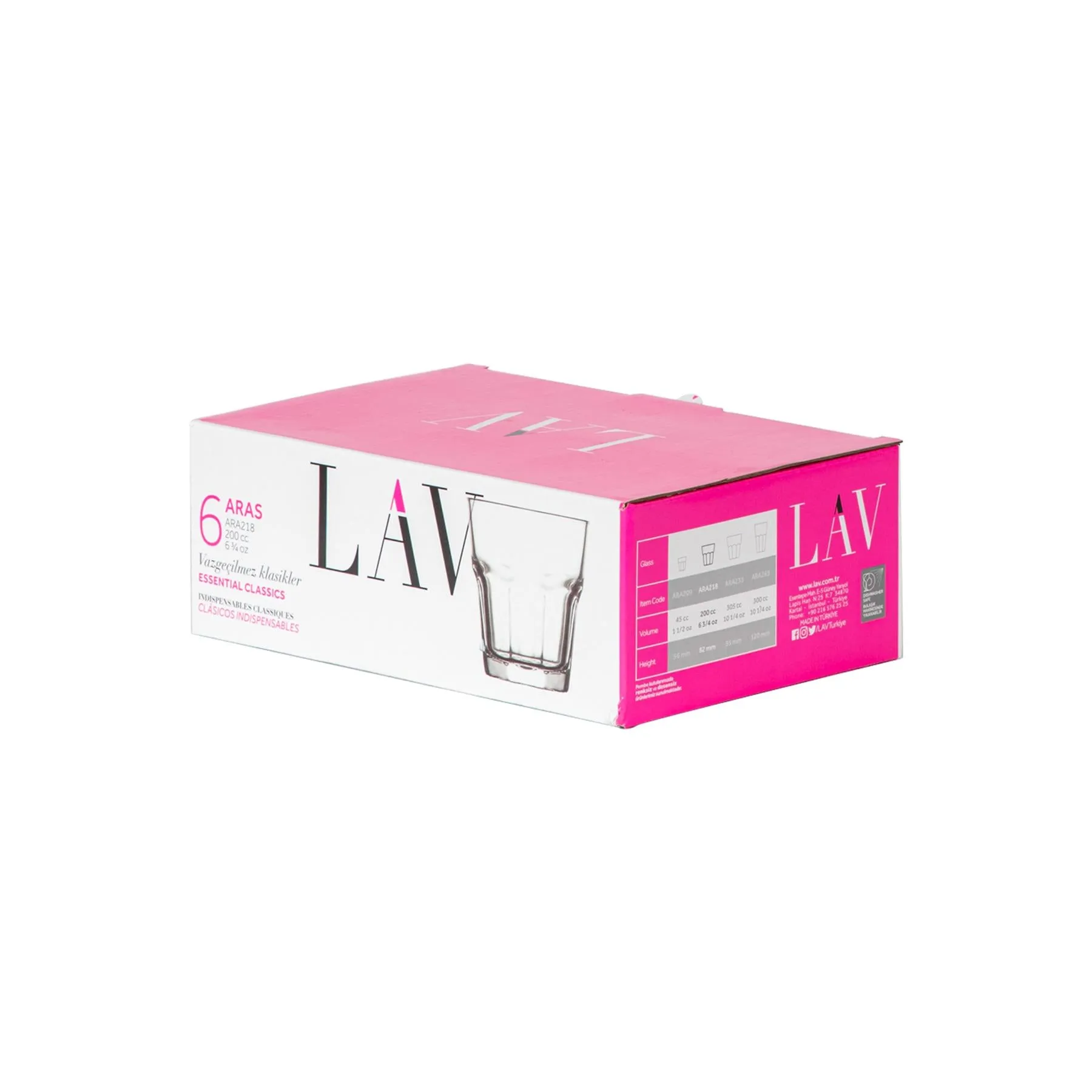 200ml Aras Water Glasses - Pack of Six - By LAV