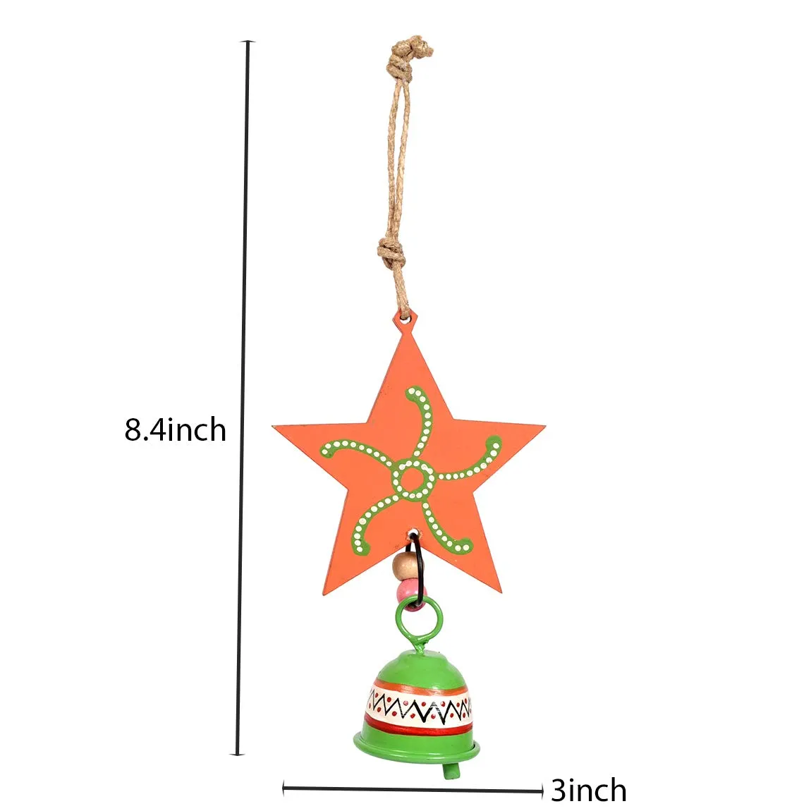 Aakriti Art Creations Star Handpainted Windchime with Metel Bell for Home Decorations