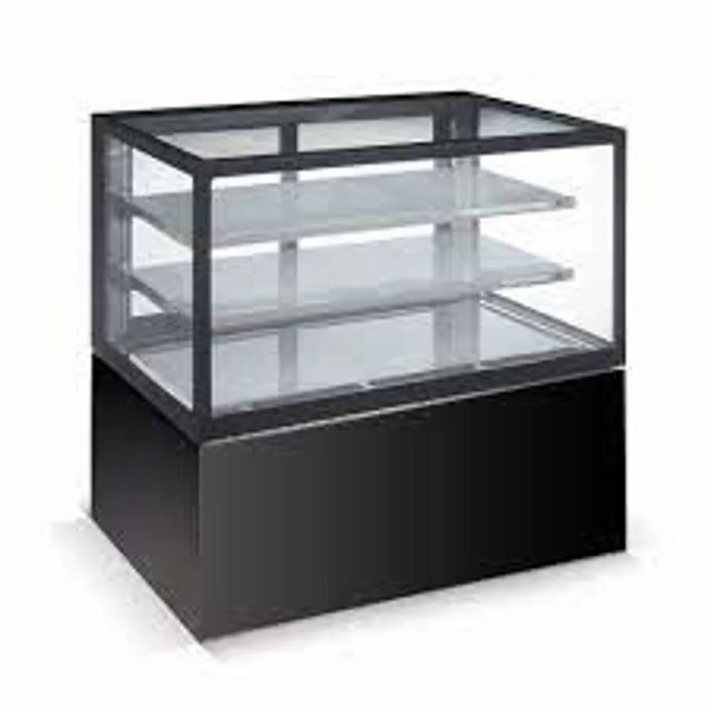 Alpha Commercial Cake Showcase Square 306L Black Marble Coating 900mm