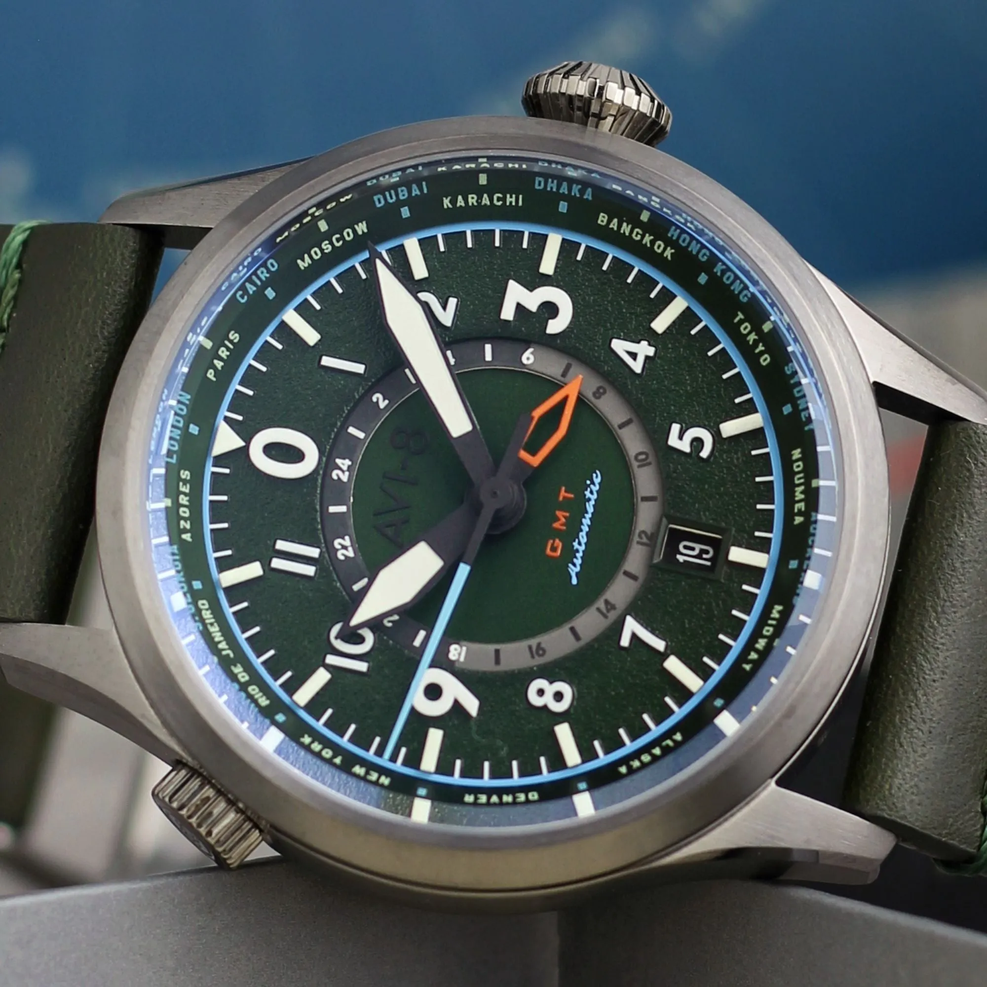 AVI-8 Flyboy Jungle Green Wingman Worldtimer GMT Automatic AV-4120-05