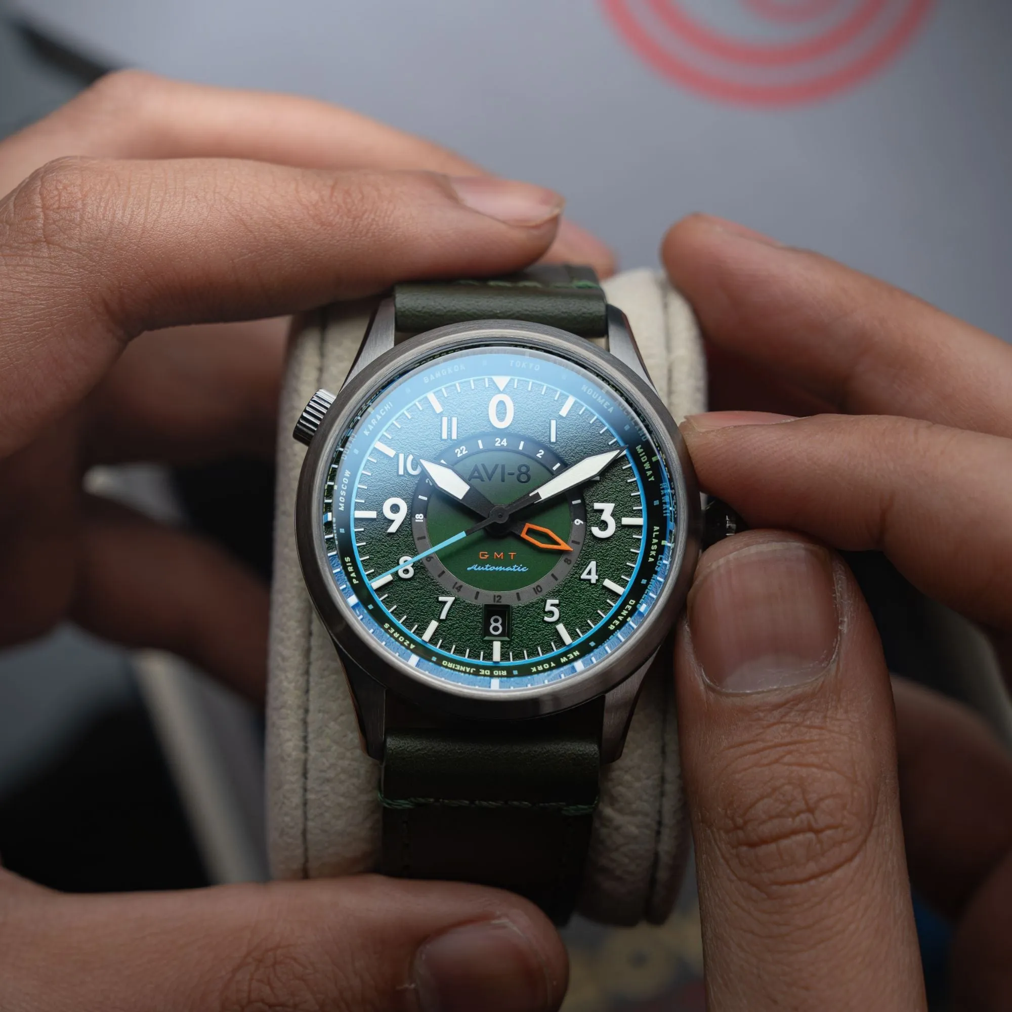 AVI-8 Flyboy Jungle Green Wingman Worldtimer GMT Automatic AV-4120-05