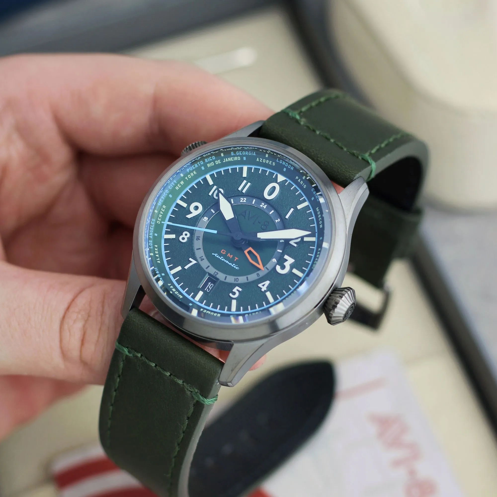 AVI-8 Flyboy Jungle Green Wingman Worldtimer GMT Automatic AV-4120-05