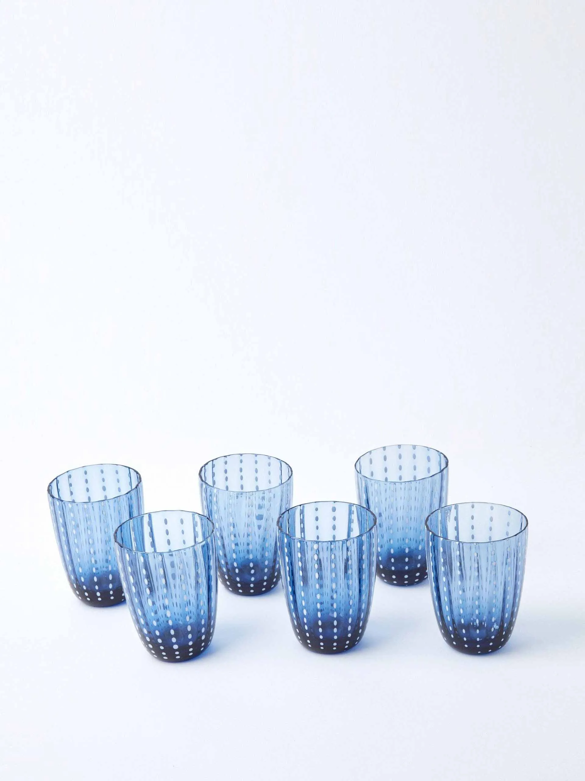 Blue speckle water glasses (set of six)