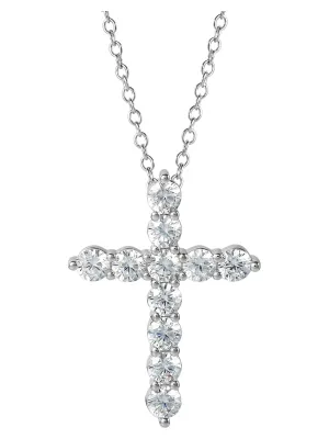 Brilliance Fine- Women'S Silver Plated Brass Cubic Zirconia Cross Pendant, 18"   2" Ext Chain