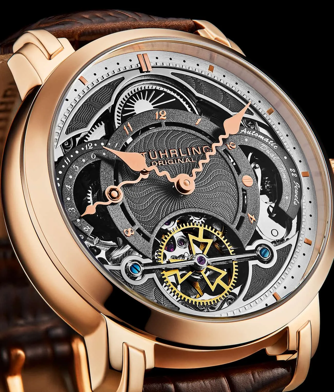 Celestial Timekeeper 1017 Dual Time Automatic 44mm Skeleton Watch