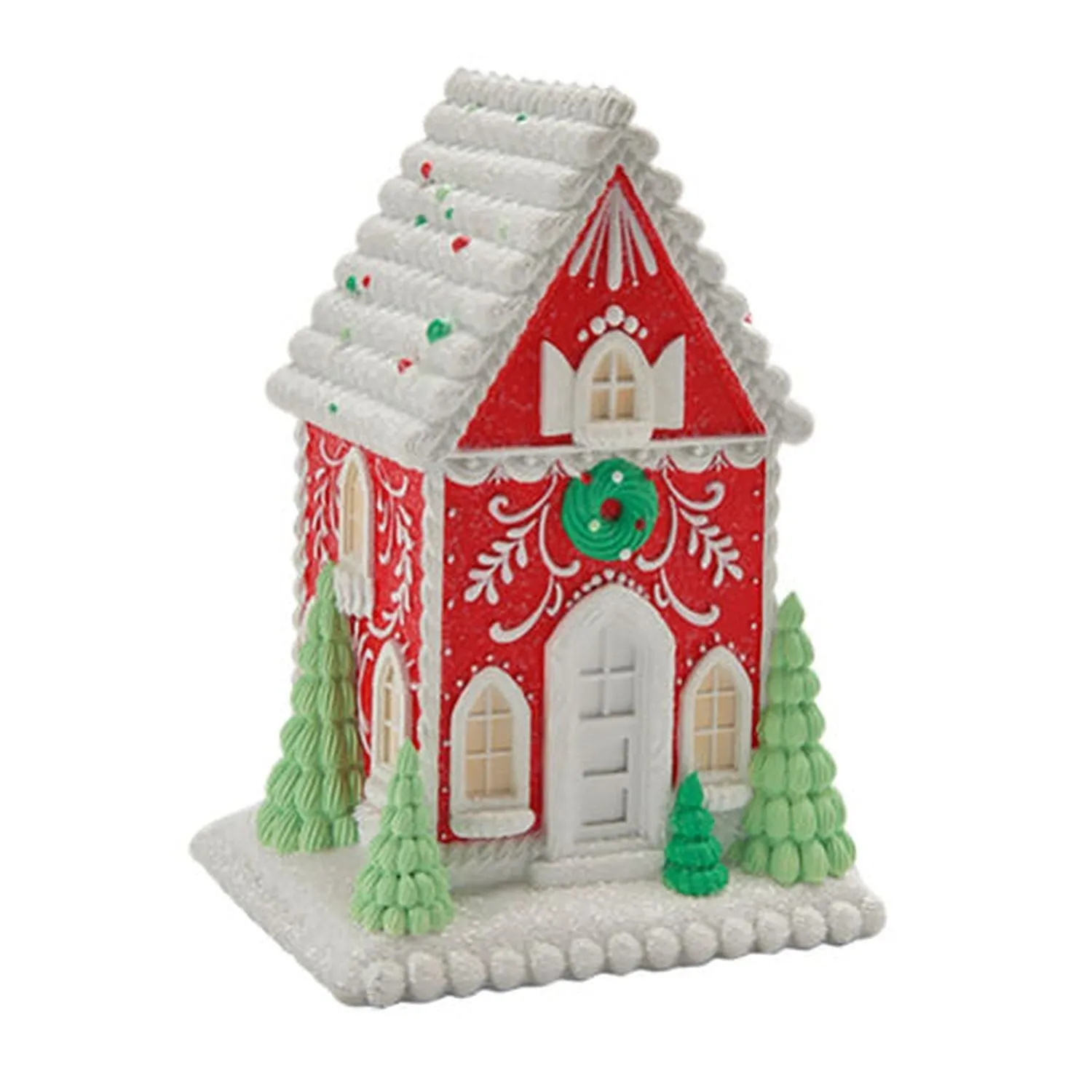 Christmas Carousel Collection Sprinkles 10in Red Gingerbread House