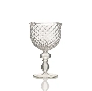 Clear Handblown Glass Swirl White Wine Glass, 15cm