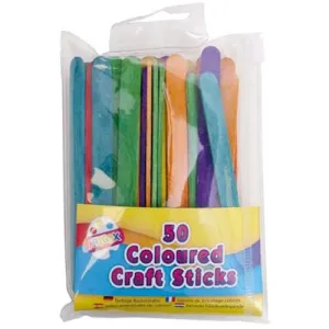 Coloured Craft Sticks - 50 Pack Craft Supplies Kids DIY Art Kit