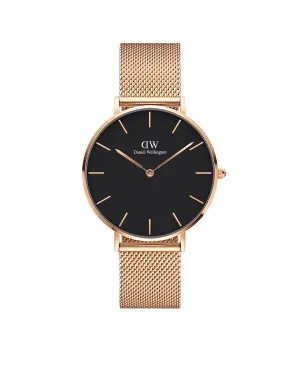 Daniel Wellington Petite 36 Melrose Rose Gold & Black Watch