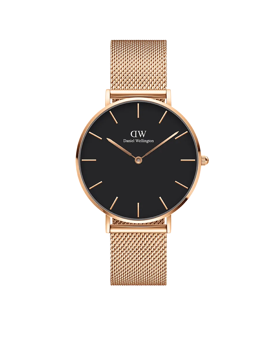 Daniel Wellington Petite 36 Melrose Rose Gold & Black Watch