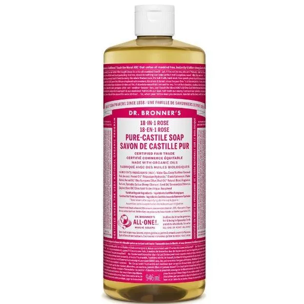 Dr. Bronner's 18-In-1 Pure-Castile Liquid Soap Rose 946mL