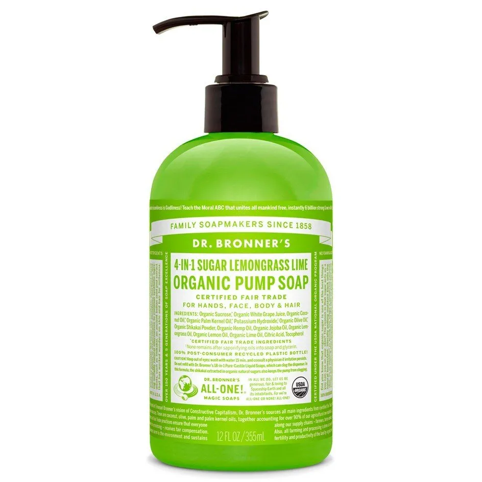 Dr. Bronner's Organic 4 IN-1 Lemongrass Lime Pump Soap 24 oz Liquid