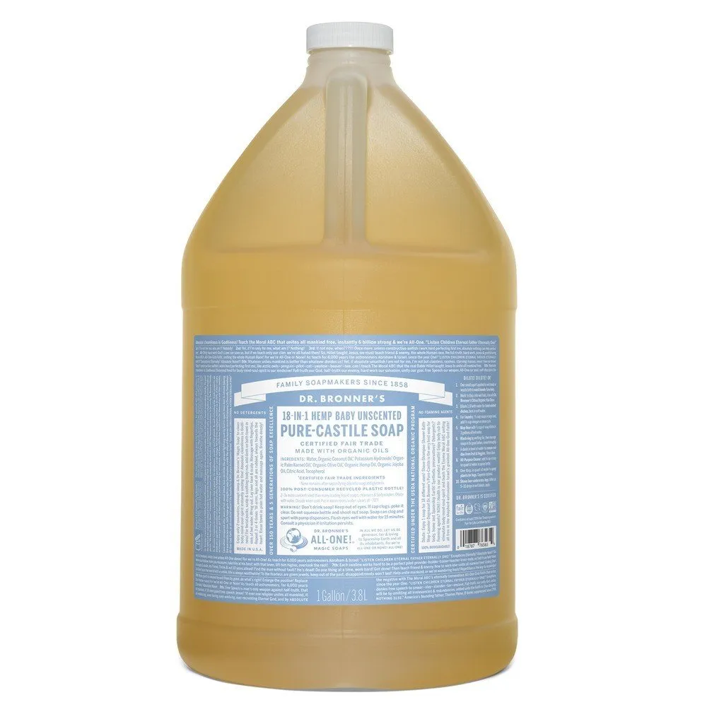 Dr. Bronner's Pure Castile Liquid Soap-Baby Mild 1 Gallon Liquid