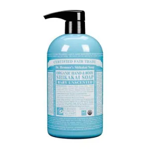 Dr Bronners Shikakai Body Soap Baby Unscented Pump 355ml