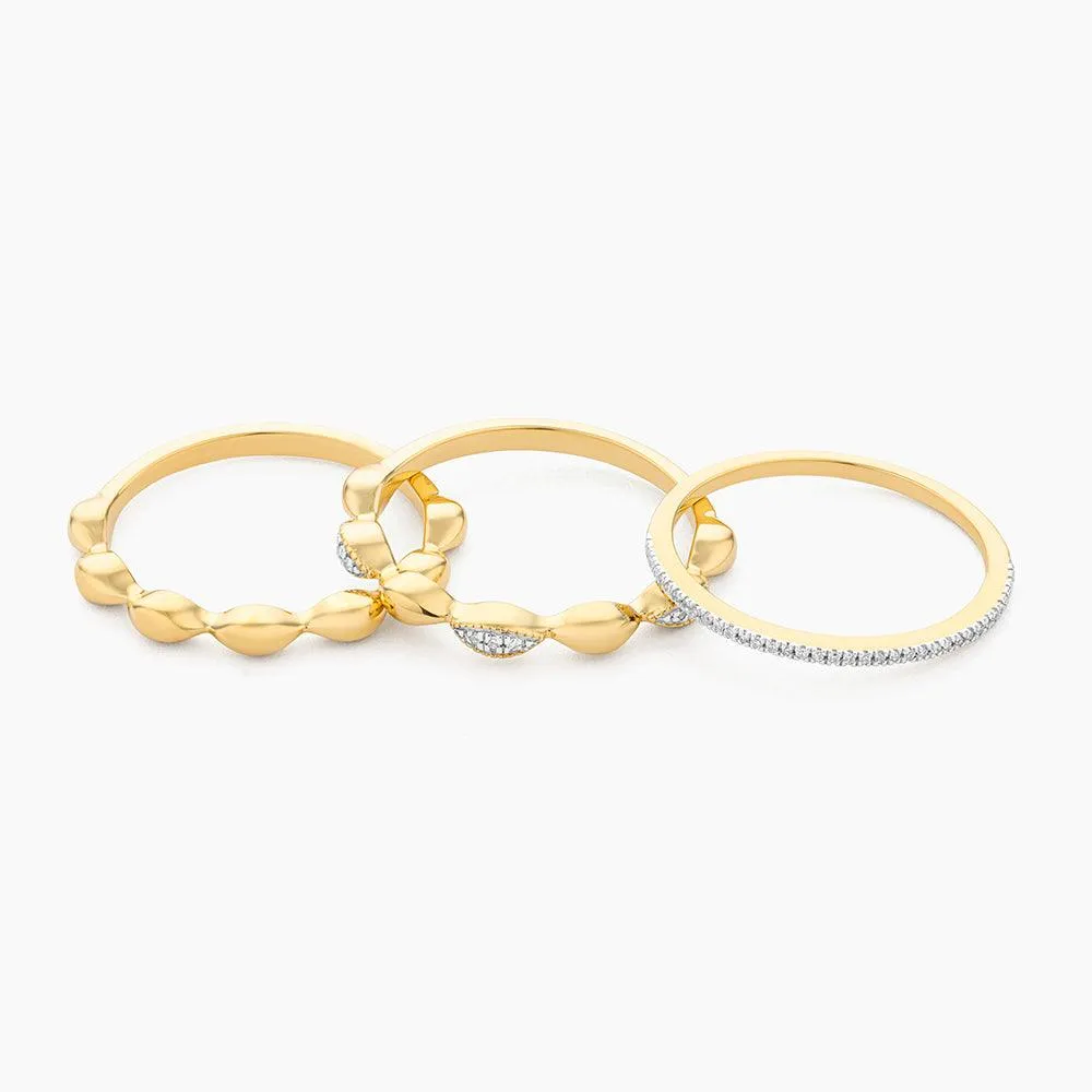 Ella Stein Oval Triple Stackable Ring Set in Gold - Size 6