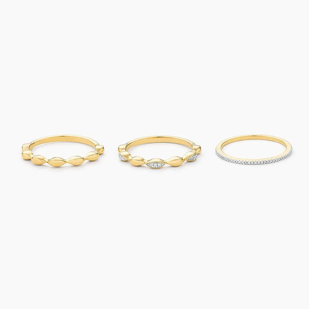 Ella Stein Oval Triple Stackable Ring Set in Gold - Size 6