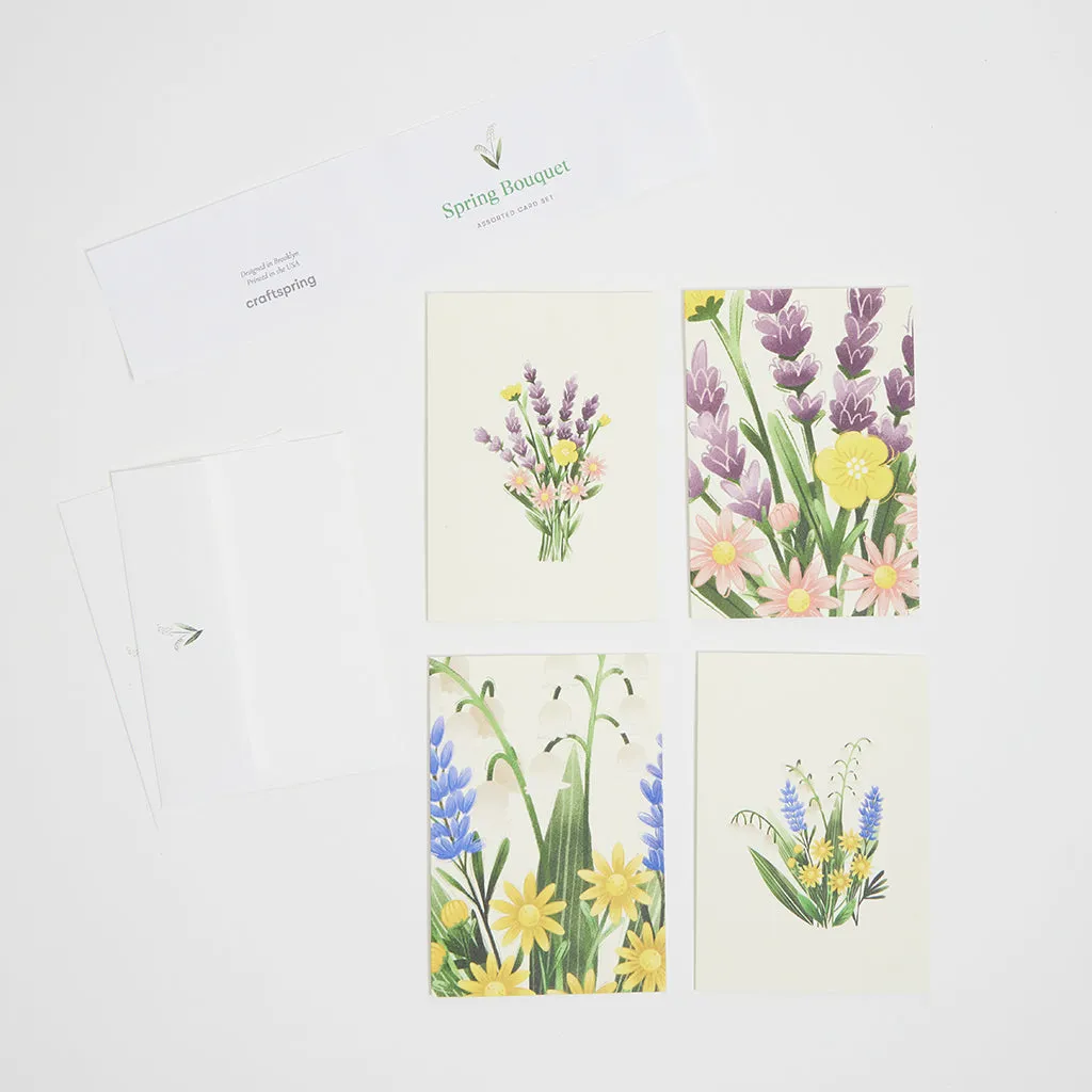 Flower Bouquets Assorted Cards Set of 4