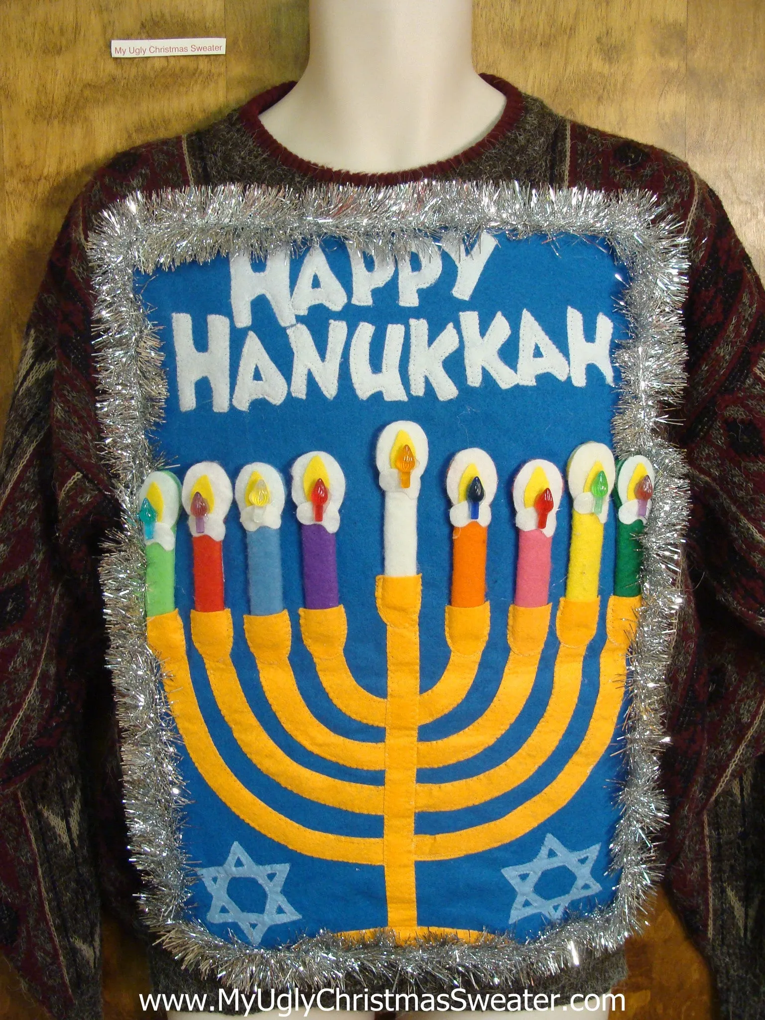 Fun HAPPY HANUKKAH Pullover with Festive Menorah