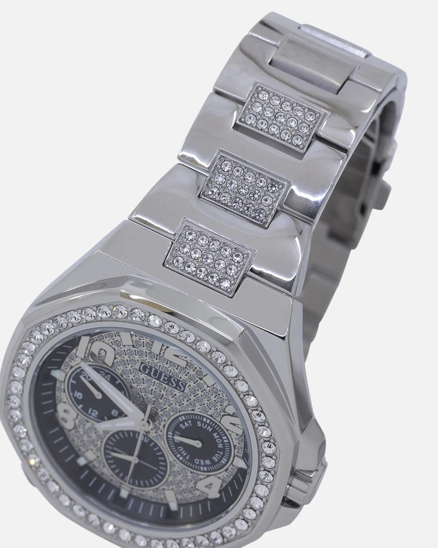 Guess Mainline Empire Crystal Watch Silver