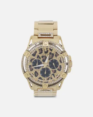 Guess Mainline King Crystal Leopard Bracelet '40th Anniversary' Watch Gold