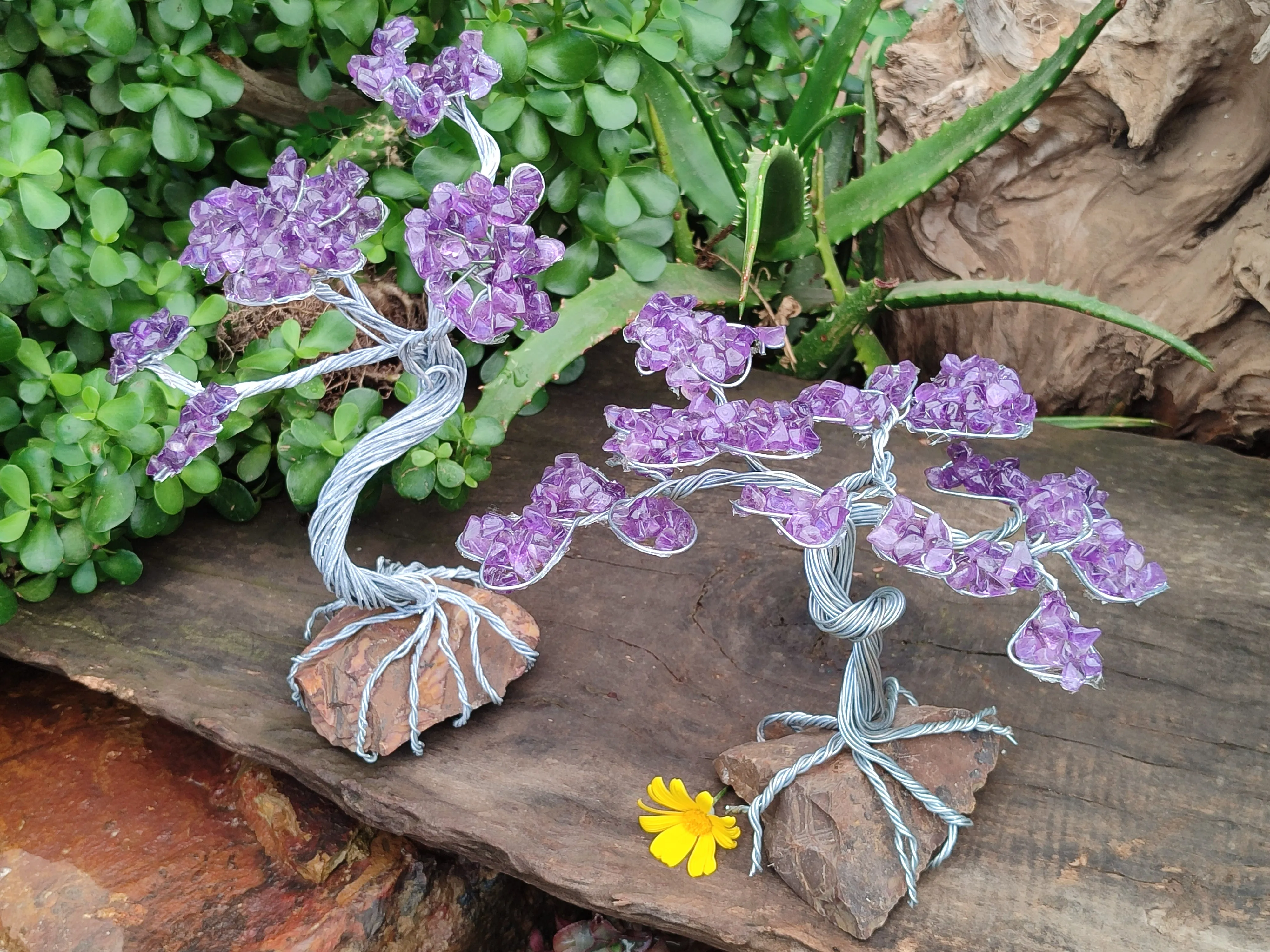 Hand Made Amethyst Tumble Chip & Wire Wrap Tree - Sold Per Item - From South Africa