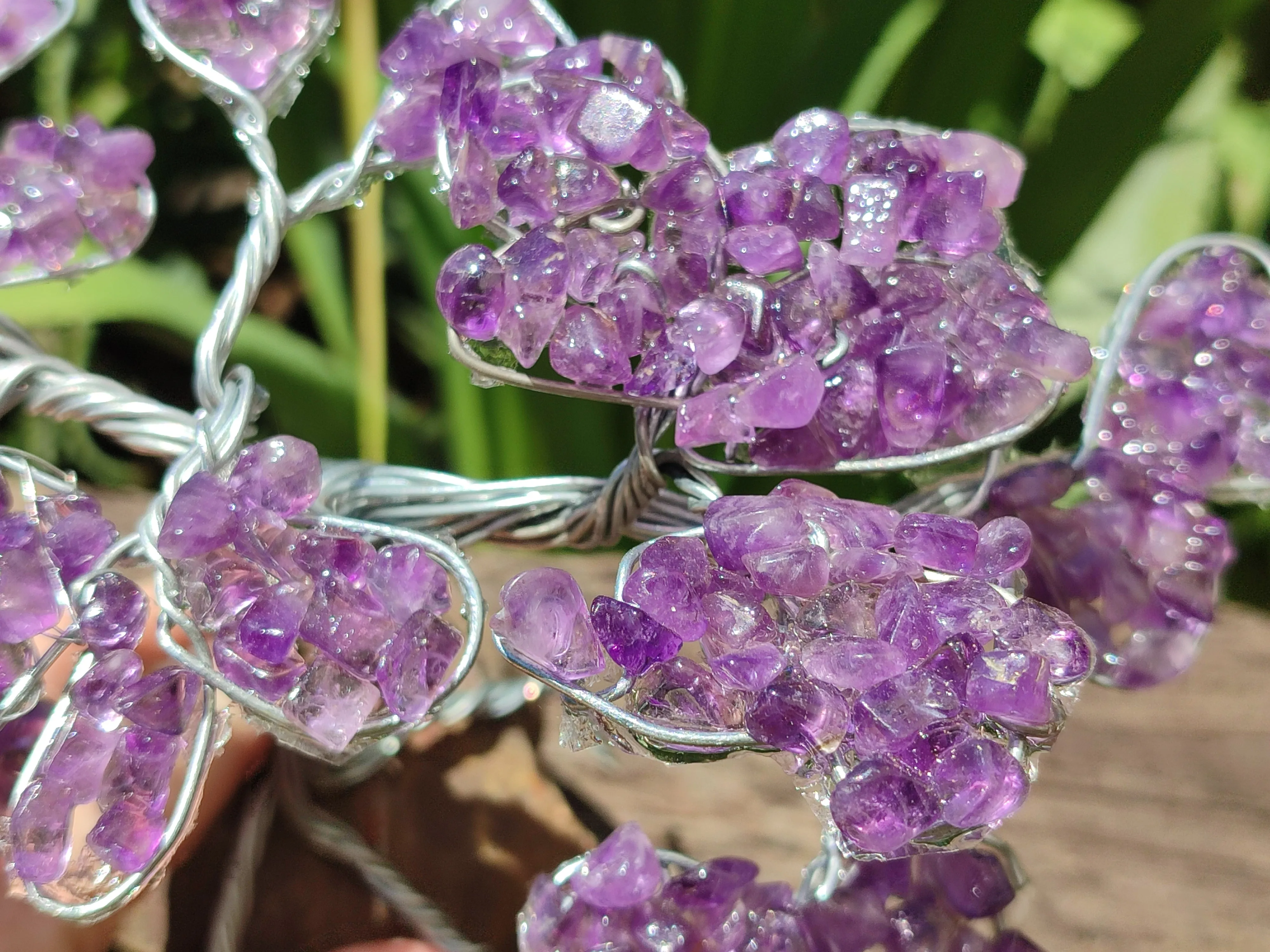 Hand Made Amethyst Tumble Chip & Wire Wrap Tree - Sold Per Item - From South Africa