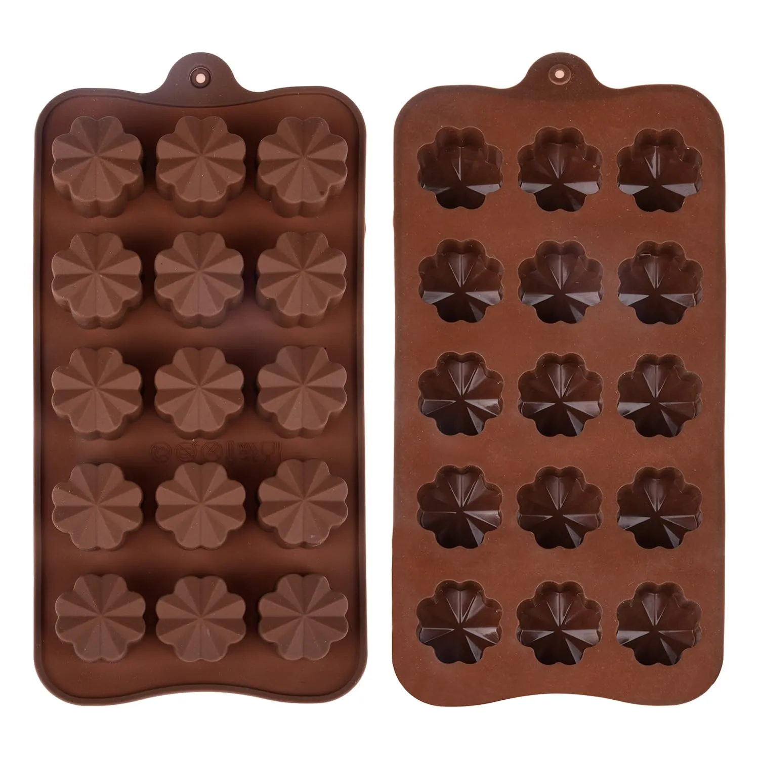 Heart Home Chocolate Mould | Silicone Cookies Mould Cake | Chocolate Cookies Tray | Flower Chocolate Mould Tray | Non-Stick Cookies Moulds | Candy Mold Tray | Pack of 2 | Brown