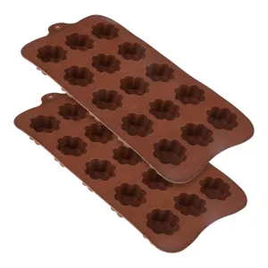 Heart Home Chocolate Mould | Silicone Cookies Mould Cake | Chocolate Cookies Tray | Flower Chocolate Mould Tray | Non-Stick Cookies Moulds | Candy Mold Tray | Pack of 2 | Brown