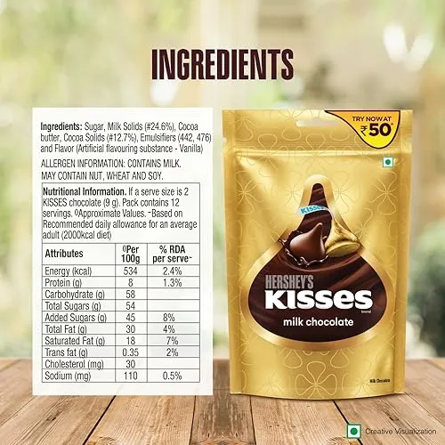 HERSHEY'S Kisses Milk Chocolate | Melt-in-Mouth Chocolates | Individually Wrapped 36g