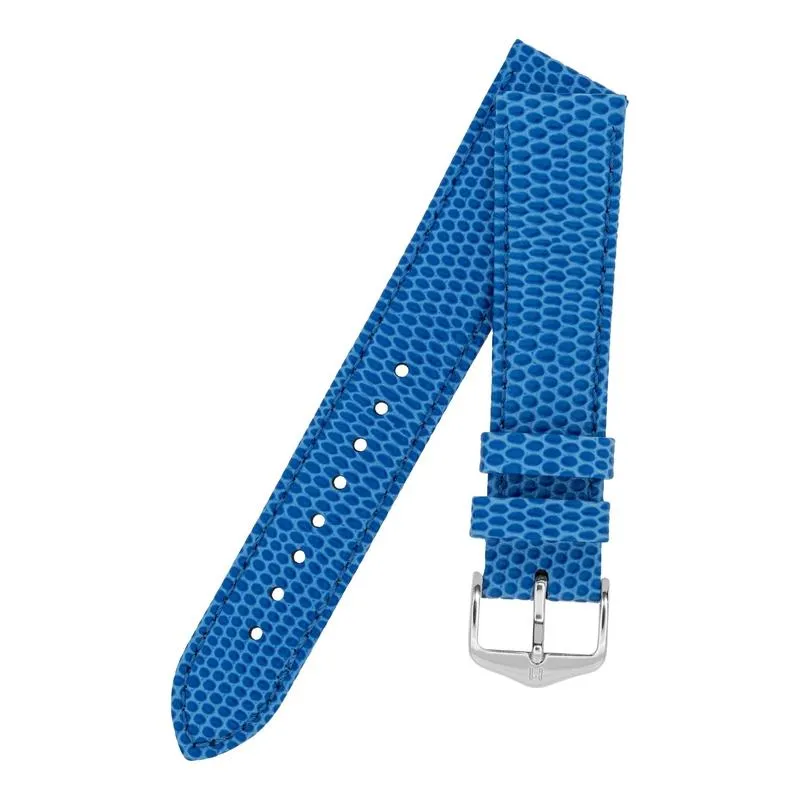 Hirsch RAINBOW Lizard Embossed Leather Watch Strap in ROYAL BLUE