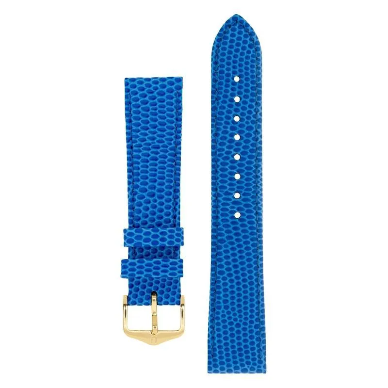 Hirsch RAINBOW Lizard Embossed Leather Watch Strap in ROYAL BLUE