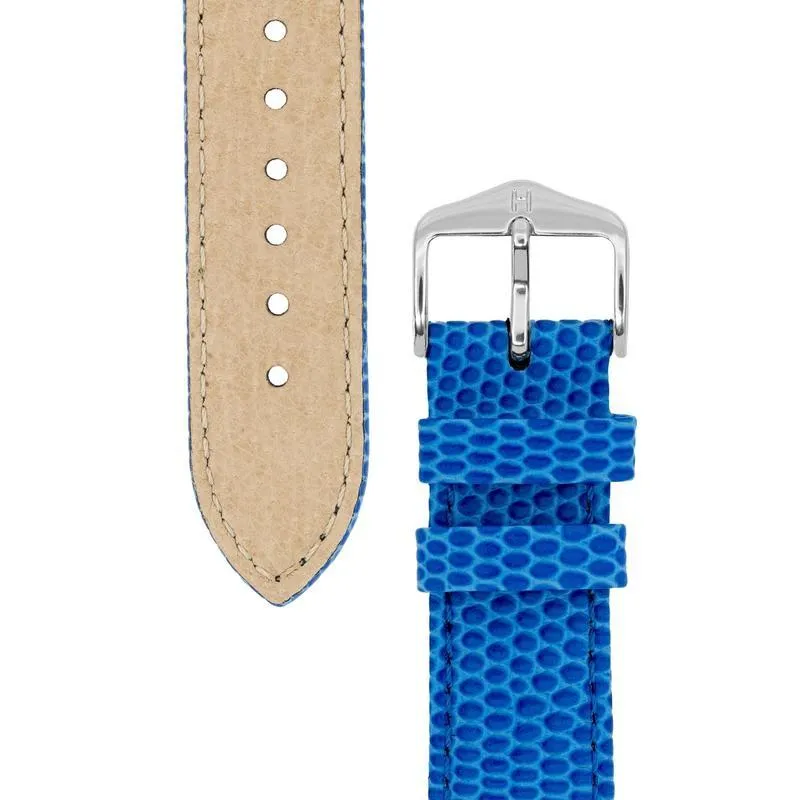 Hirsch RAINBOW Lizard Embossed Leather Watch Strap in ROYAL BLUE