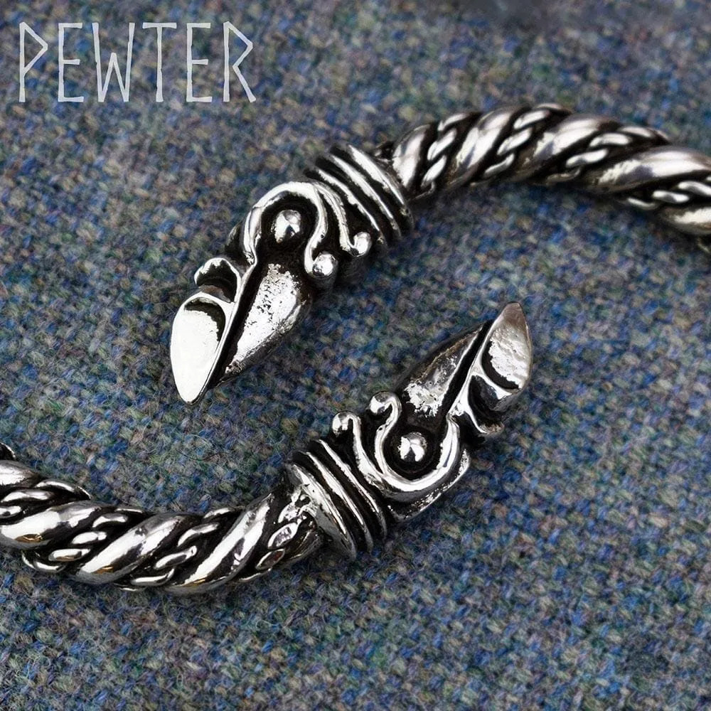 Large Pewter Odin's Raven Bracelet - Handcrafted in the UK