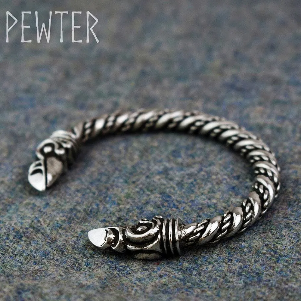 Large Pewter Odin's Raven Bracelet - Handcrafted in the UK