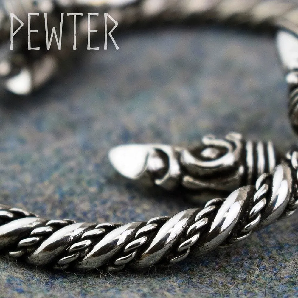 Large Pewter Odin's Raven Bracelet - Handcrafted in the UK