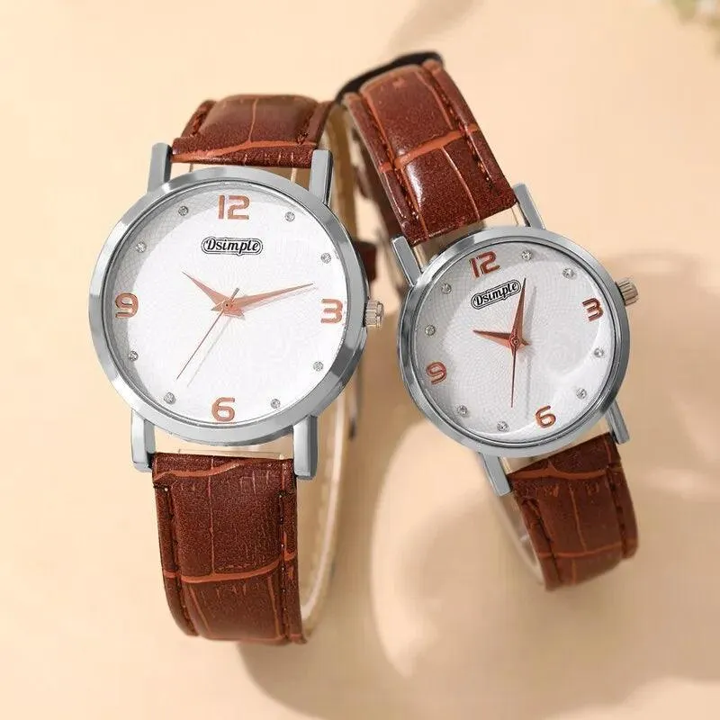 Luxury Leather Quartz Watches Set for Couples: Stylish Timepiece Duo