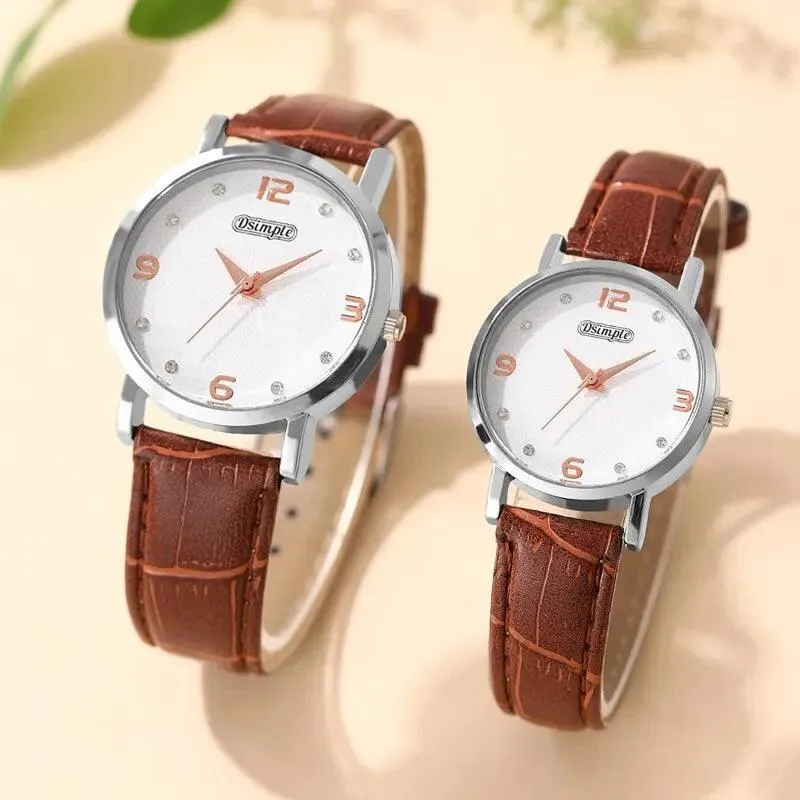 Luxury Leather Quartz Watches Set for Couples: Stylish Timepiece Duo