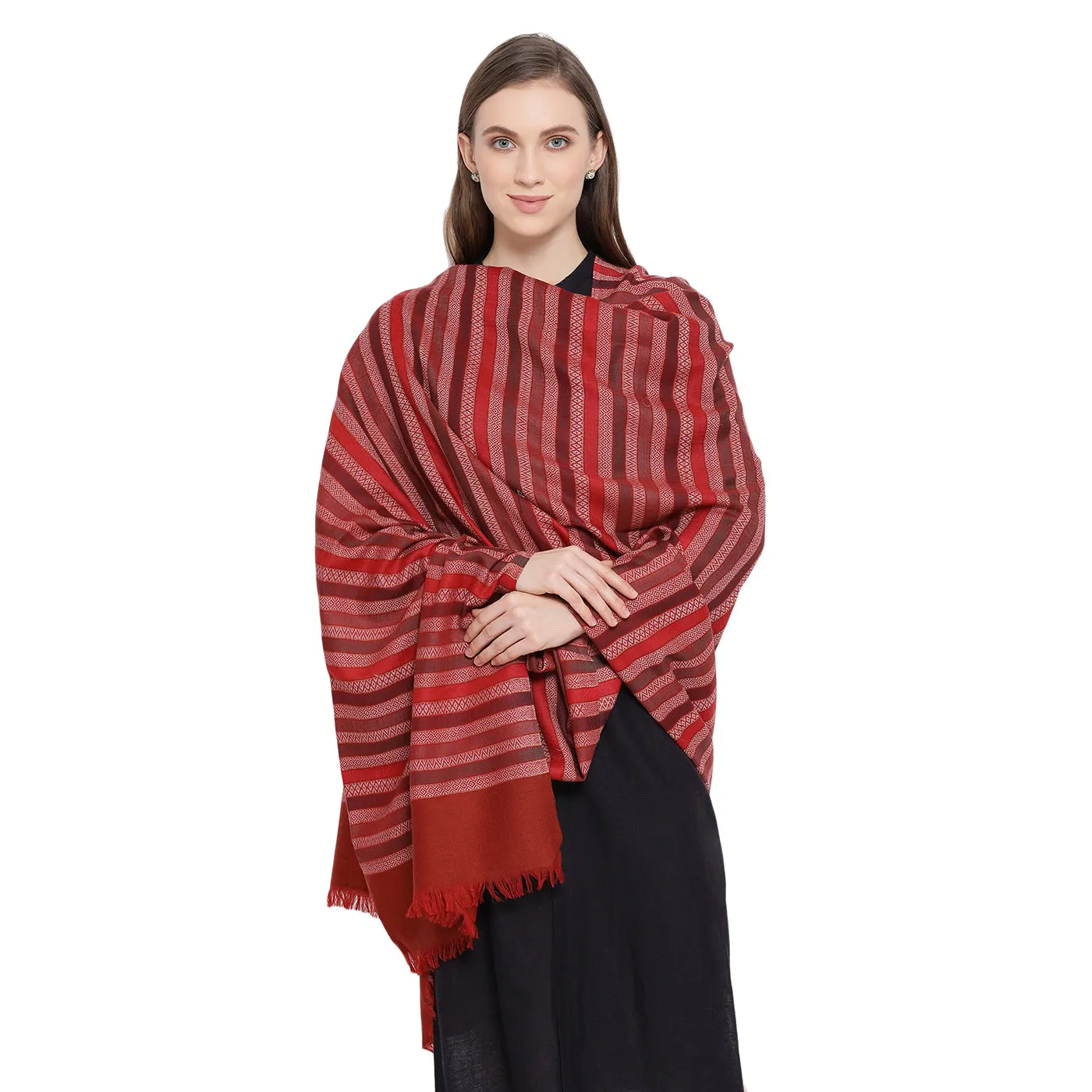 Manya Maroon Jacquard Shawl