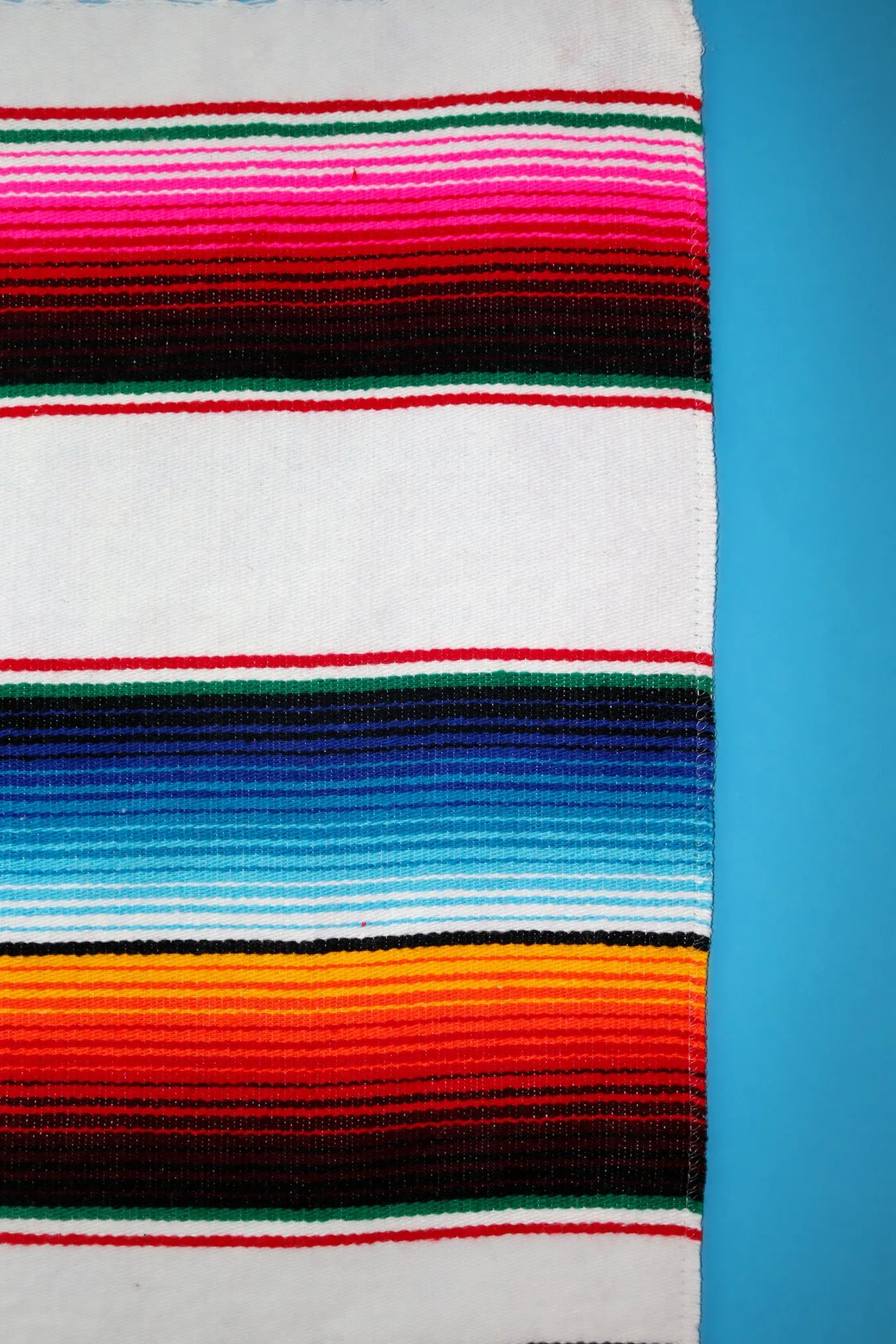 Mexican Serape Table Runner White Colorful accents