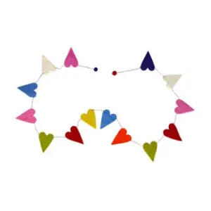 Multicolor Hearts Pompom Felt Garland 6ft | 1ct