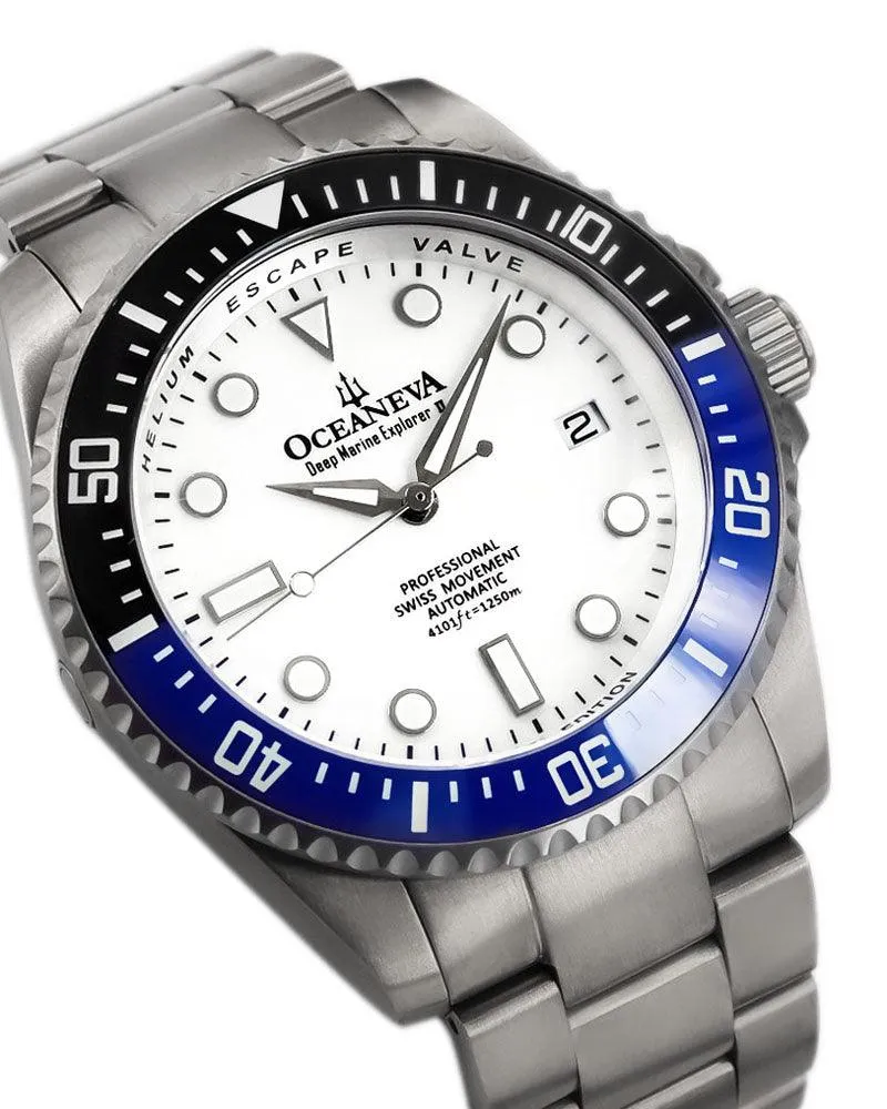 Oceaneva Deep Marine Explorer II Titanium Watch with White Dial