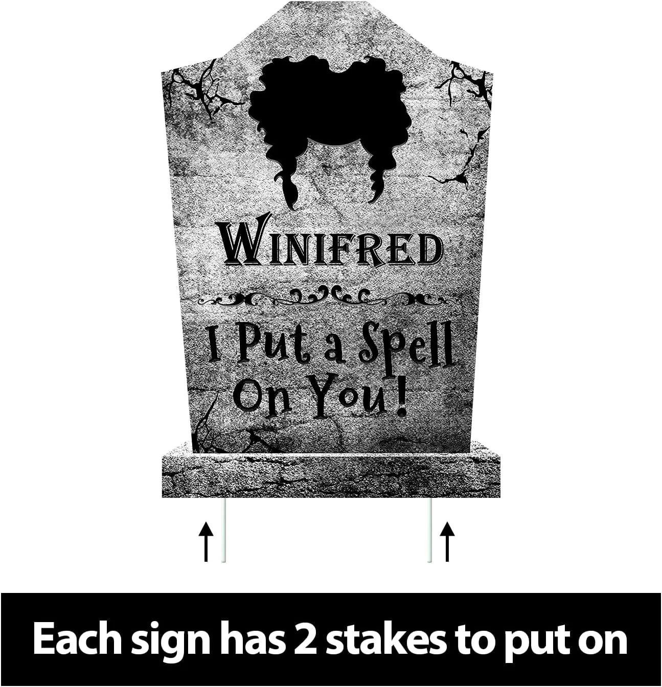 Outdoor Halloween Decorations, 4ct Large Hocus Pocus Witches Tombstones, Gravestone Decor Yard Signs with Stakes, 16" Tall Realistic Scary Graveyard Headstone