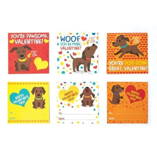 Paper House Valentine Cards Set 28pk Chocolate Lab Scratch & Sniff