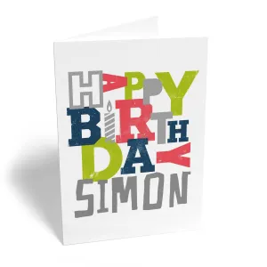 Personalised Birthday Colourful Text Card