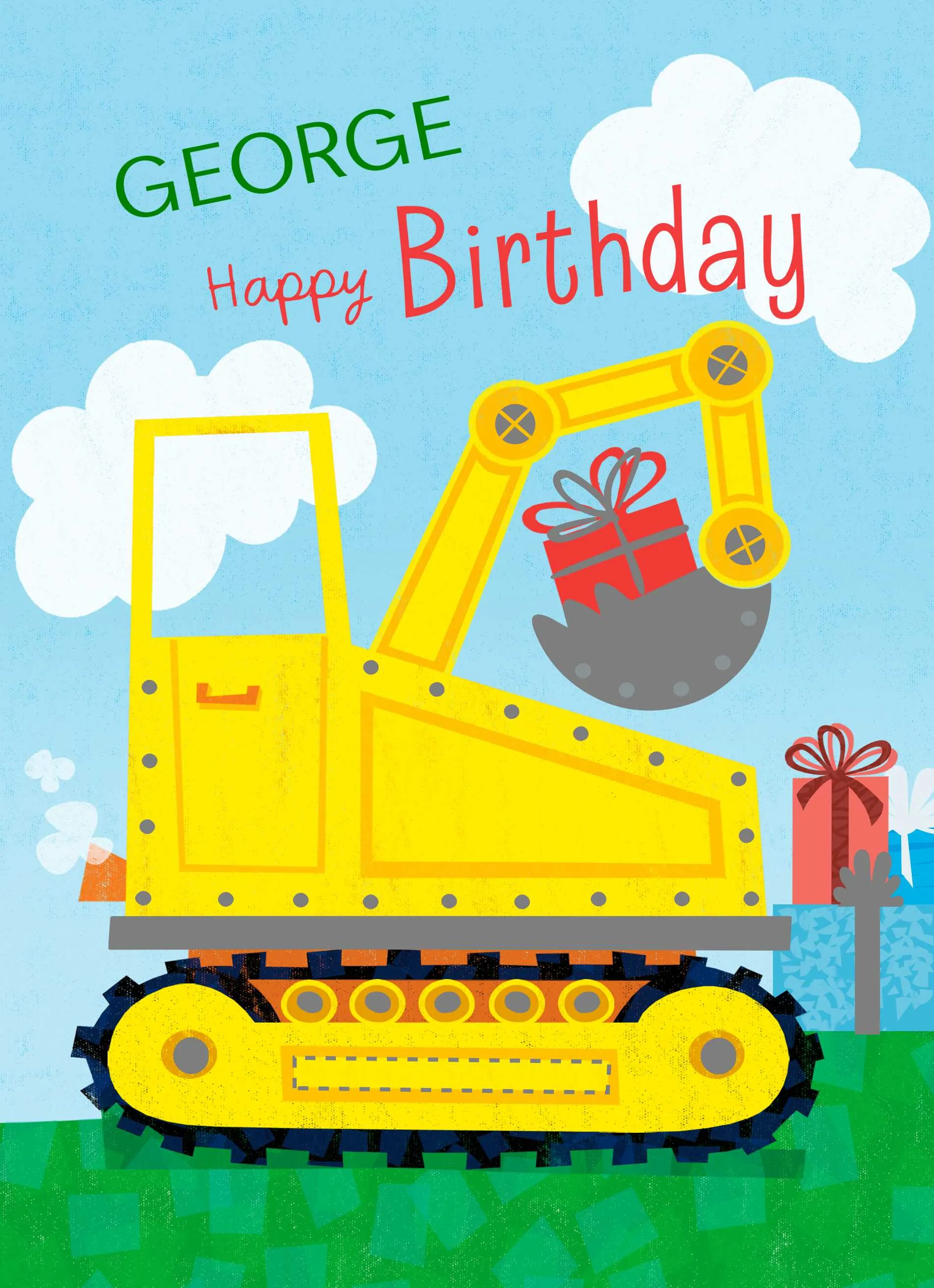 Personalised Brother Happy Birthday Digger Birthday Card