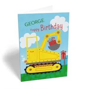 Personalised Brother Happy Birthday Digger Birthday Card