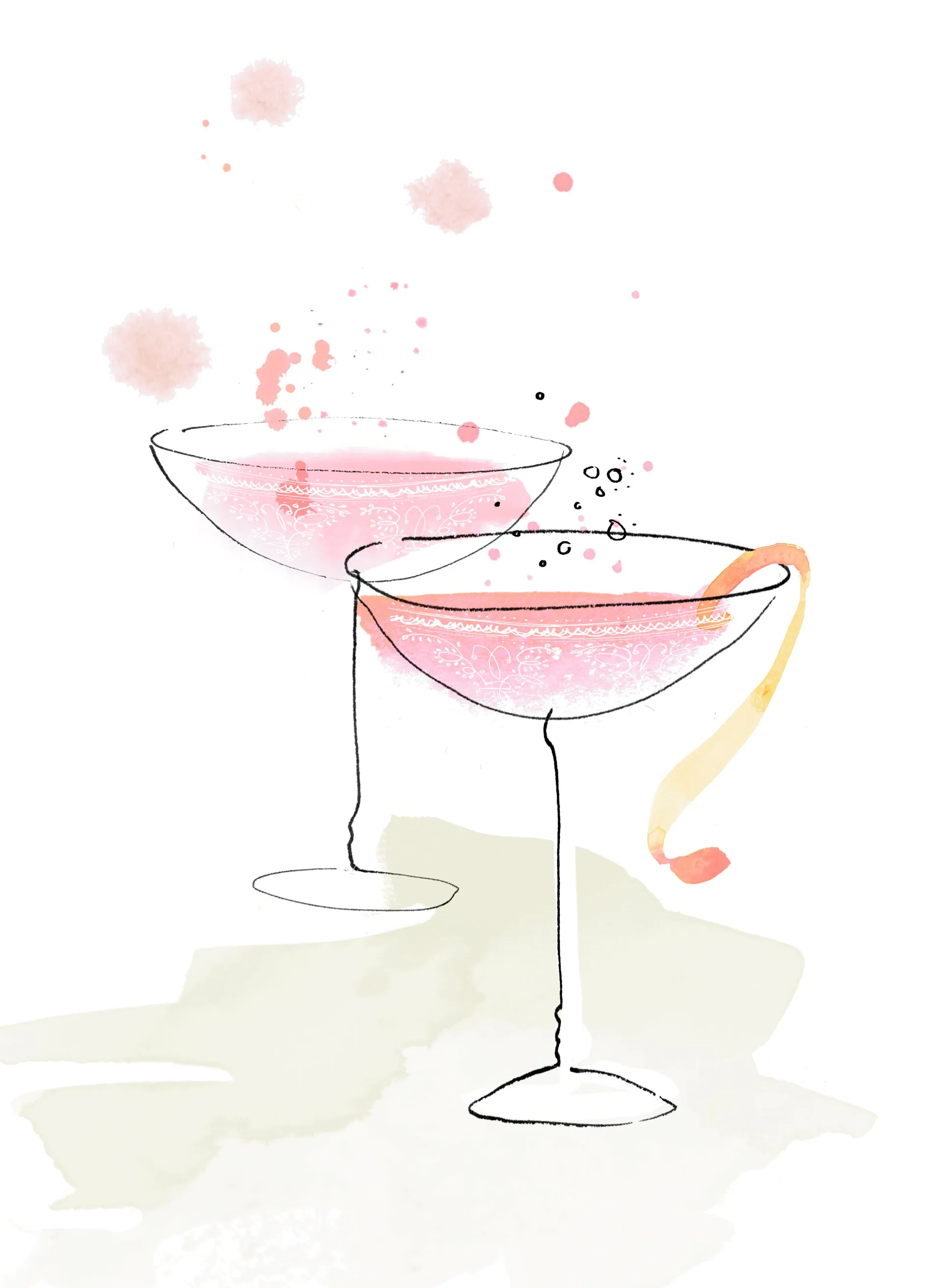 Personalised Cocktail Glasses Watercolour Celebrate Card